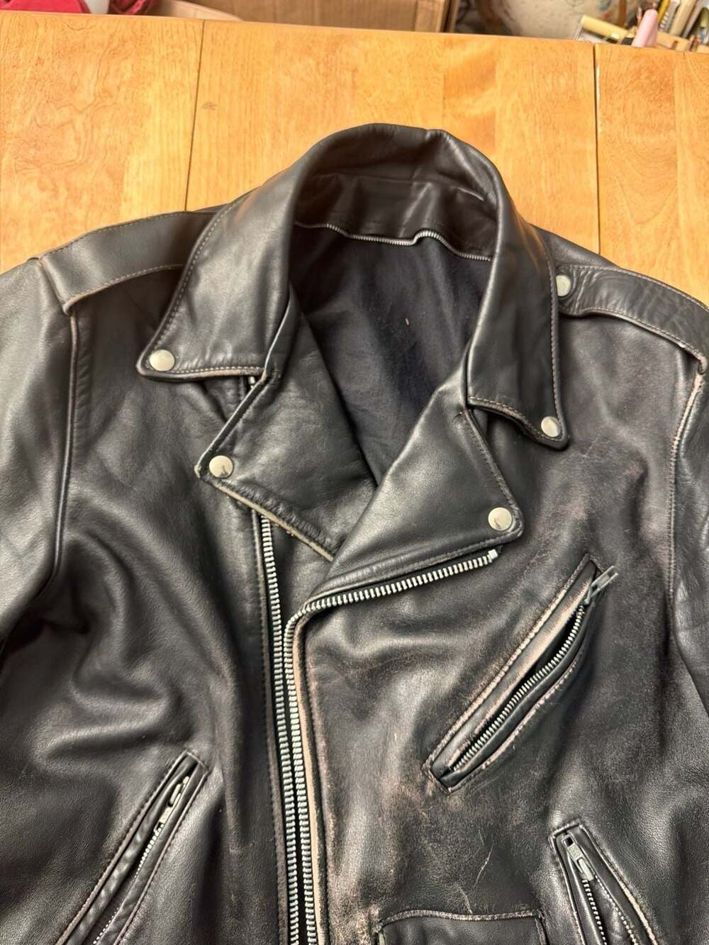 Vintage Schott Bros Perfecto 618 Leather Motorcycle Jacket - Distressed